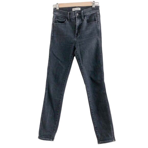 Madewell 10" High Riser Black Washed Skinny Skinny Jeans 25 - Picture 2 of 7
